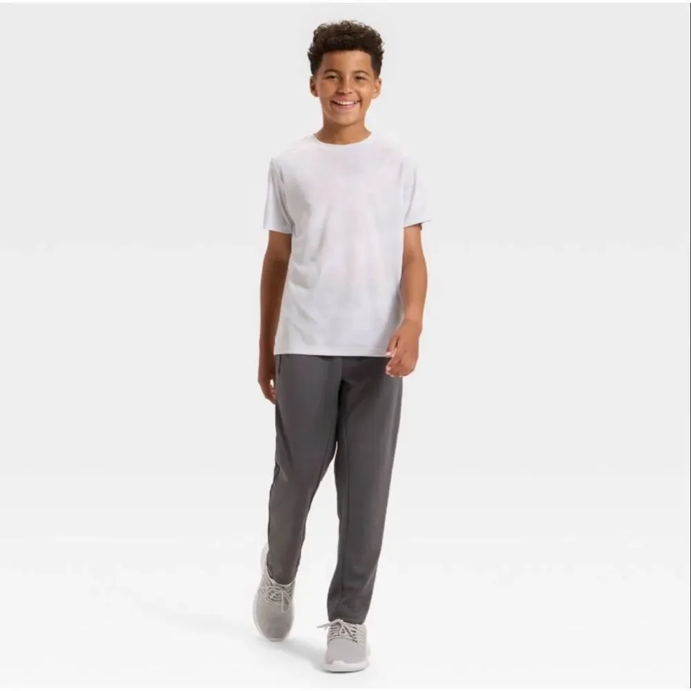 Boys Performance Jogger Pants Gray Zip Pocket Athletic 4/5 All In Motion NWT